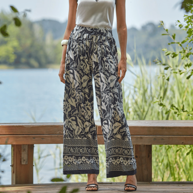 JS-1025676-425- Pantalone palazzo Paradise in viscosa - fantasia