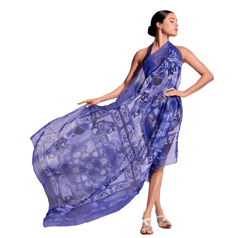 DA-25-098-Pareo Solid in georgette - Blu