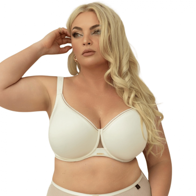 KL-B-COTTONFLOWER-WHE - Reggiseno soft pro comfort speciale coppe grandi -milky