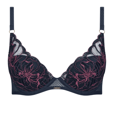 Reggiseno coque Fleurs Signature Chantelle bleu marine lurex