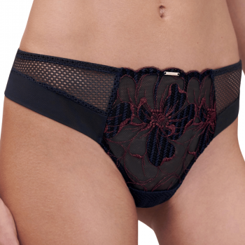 CL-C12Q90-B00 - Tanga in pizzo floreale Fleurs Signature - bleu maritime lurex