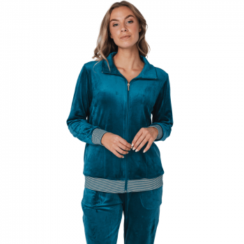 PA-181252-108-1 - Tuta Pigiama due pezzi manica lunga in Velours - dark green