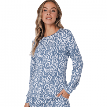 PA-121252-166-1 - Pigiama due pezzi manica lunga in poliestere tecnico - blue