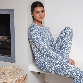 PA-121252-166-1 - Pigiama due pezzi manica lunga in poliestere tecnico - blue