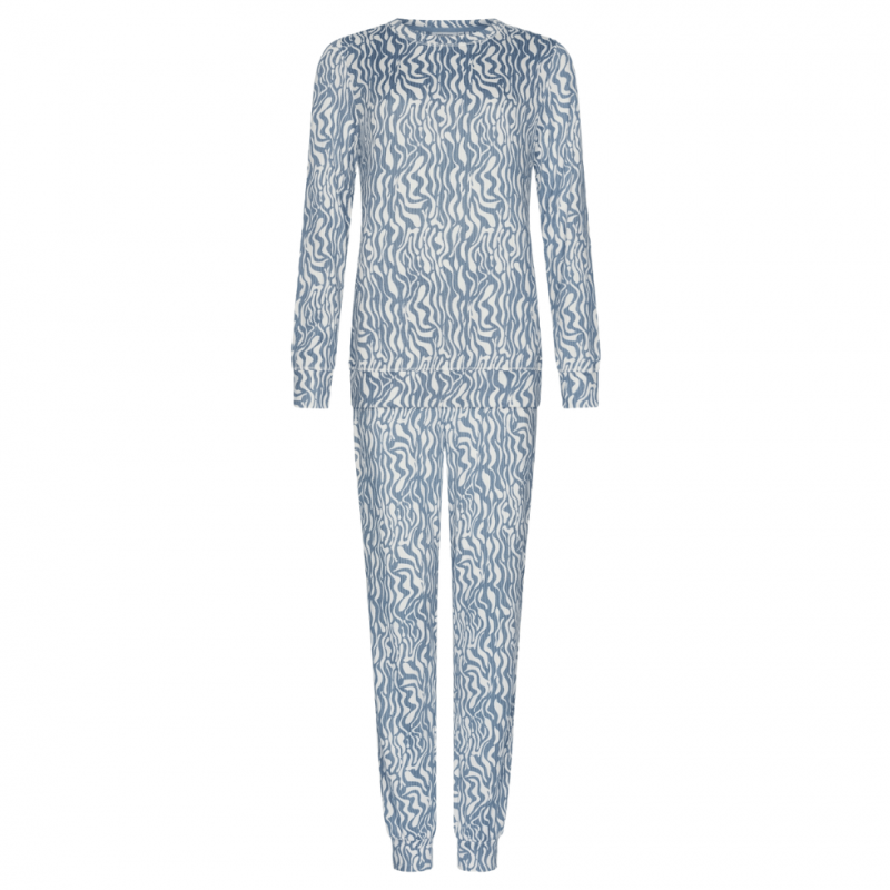 PA-121252-166-1 - Pigiama due pezzi manica lunga in poliestere tecnico - blue