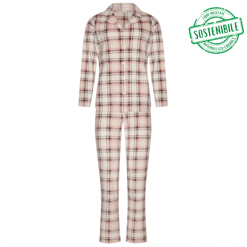 PA-121252-168-1 - Pigiama due pezzi manica lunga in poliestere tecnico - light brown