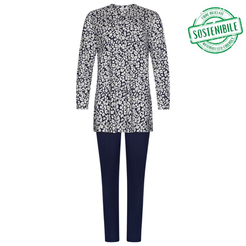 PA-121252-212-1- Pigiama in cotone e modal a manica lunga - dark blue