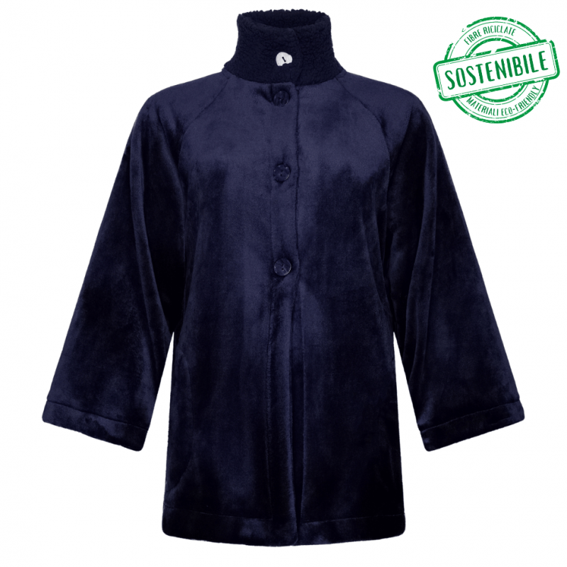 PA-171252-244-1- Cardigan manica lunga in pile di flanella - dark blue