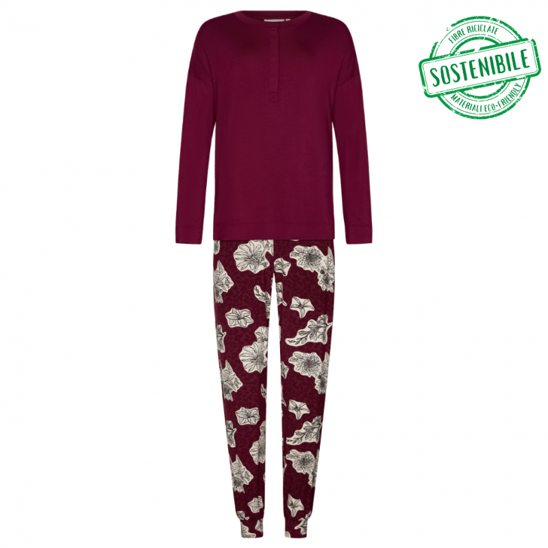 PA-121252-210-2-Pigiama due pezzi manica lunga maglia a serafino - dark red