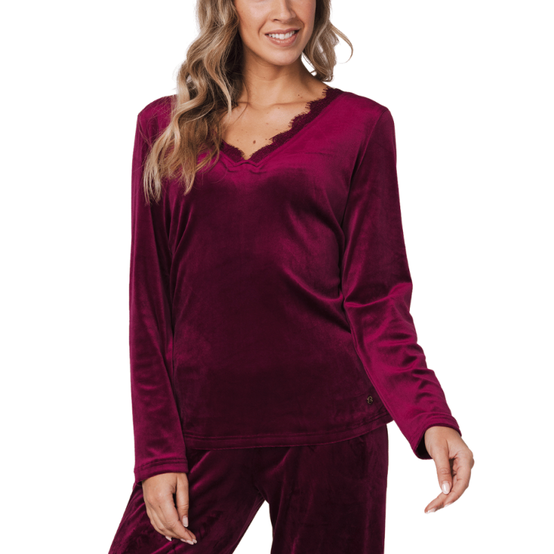 Pigiama due pezzi manica lunga Pastunette dark red