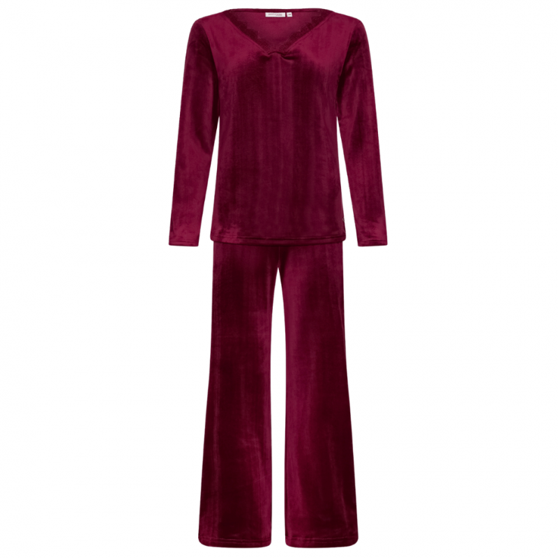 PA-121252-210-4 - Pigiama tuta due pezzi manica lunga in Velours - dark red