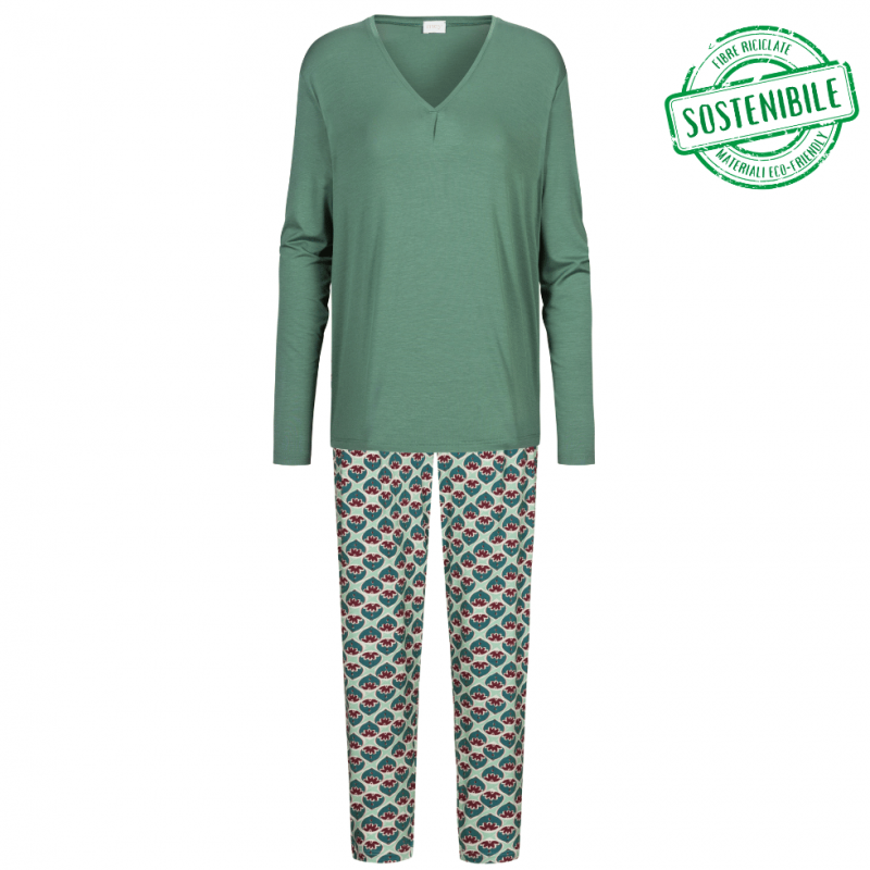 MEY-1210082-1723 - Pigiama pantalone e maglia maniche lunghe Mystical Maze - Eucaliptus Green