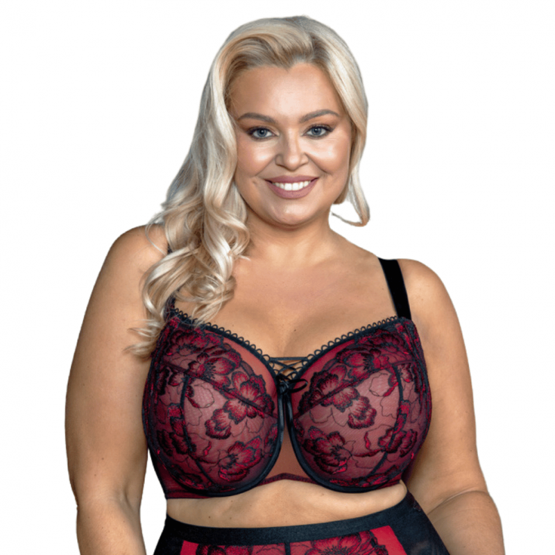 KL-B-CABARET SOFTFULLCUP- Reggiseno soft con ferretto supporto laterale per coppe grandi - rosso nero