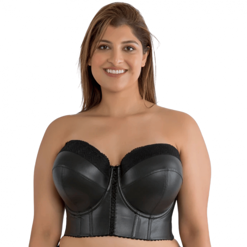 PL-P50120BLK- Bustier con ferretto Stevie in ecopelle - nero
