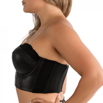 PL-P50120BLK- Bustier con ferretto Stevie in ecopelle - nero