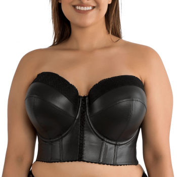 PL-P50120BLK- Bustier con ferretto Stevie in ecopelle - nero