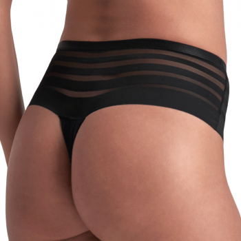 BB-2210-11-12-13-14- Perizoma da ciclo vita alta flusso leggero - nero