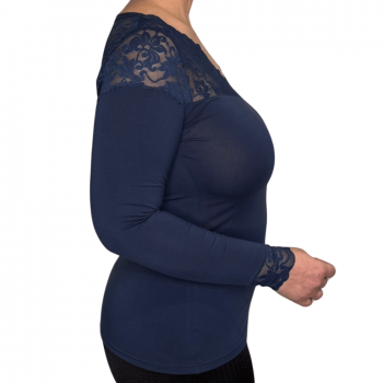 JS-1040196-625 - Maglia Angie manica lunga con pizzo - Blu Egeo