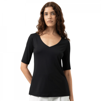 MEY-1110058-003 - Maglia maniche corte scollo a V serie Blazershirt - Nero