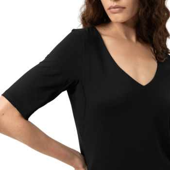 MEY-1110058-003 - Maglia maniche corte scollo a V serie Blazershirt - Nero