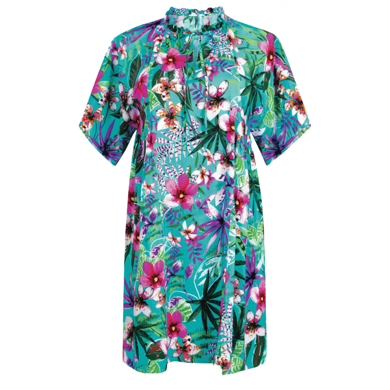 ANI-M68130-305- Abito tunica copricostume Thaiti - blue capri