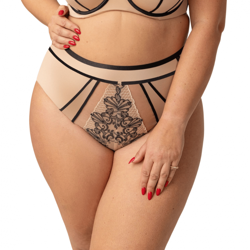 KL-FH-ORIENTAL-BRIEFHIGHWAIST- Slip a vita alta - dark beige