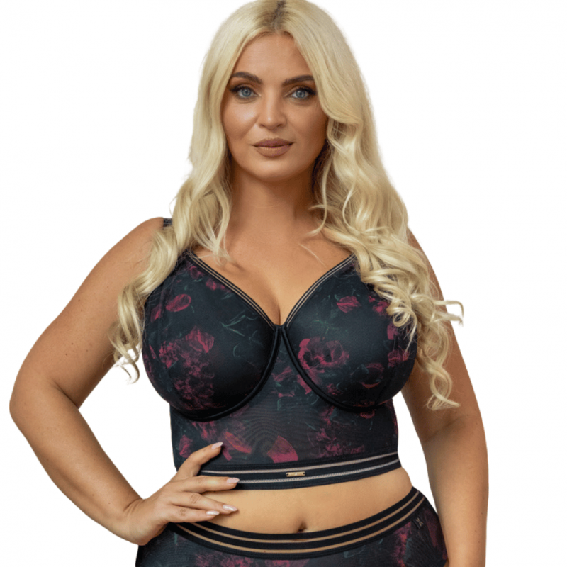 KL-B-BLOSSOM-BRALETTE-LONGLINE- Reggiseno bralette longline soft con ferretto - nerofiori