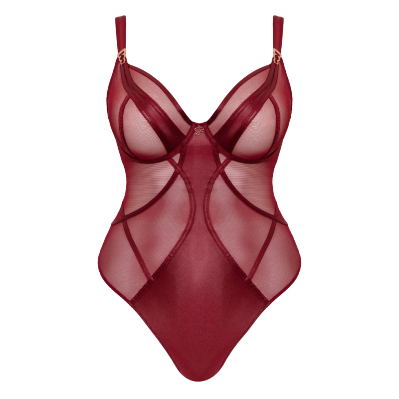 CK-ST043704SAN- Body Suspence con ferretto Scantilly taglie curvy - Sangria Red