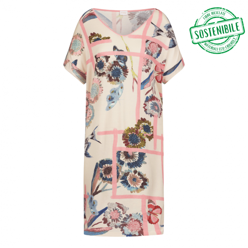 MEY-1230117-1737 - Camicia da notte serie Fragmented Garden- Almond milk