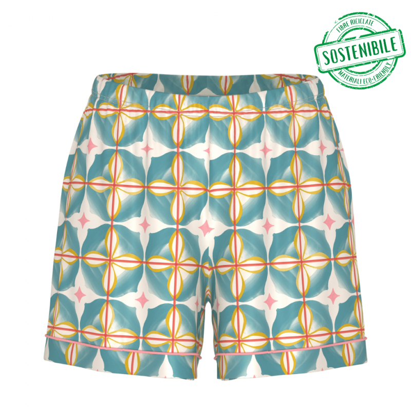 MEY-1220121-1748 - Pantalone corto in modal serie Tile Dream - Teal dream