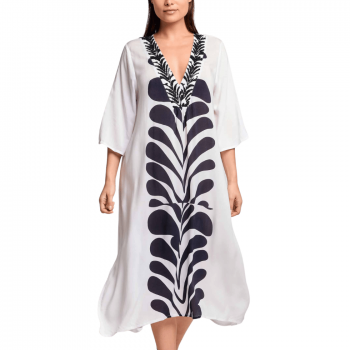 DA-26-112 - Kaftano copricostume Kim in viscosa - Ivory