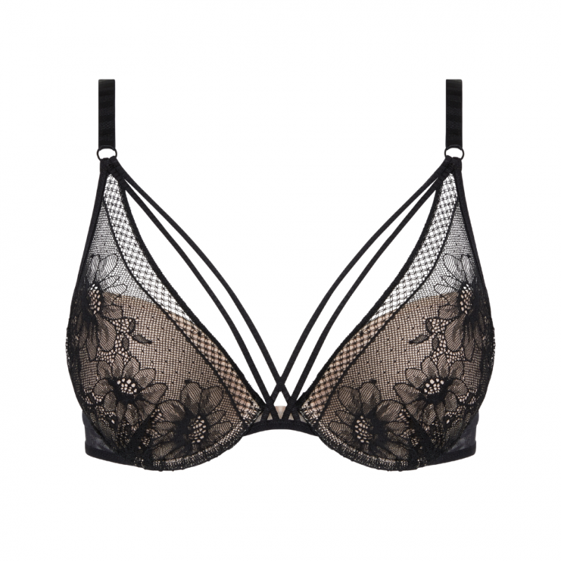 PAS-P48L90-011 - Reggiseno extra Push Up Rebecca con ferretto - Nero
