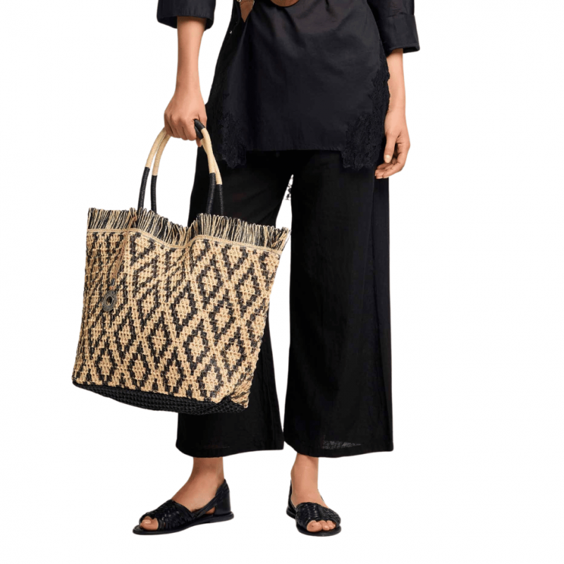 DB-26-007BLK-Pantalone Cleofe in cotone e lino - nero