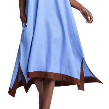 DB-26-030 - Maxi Kaftano Bea in cotone e lino - Light blue