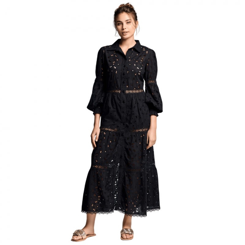 IC-26-008-BLK-Maxi Abito Joanna in cotone - nero