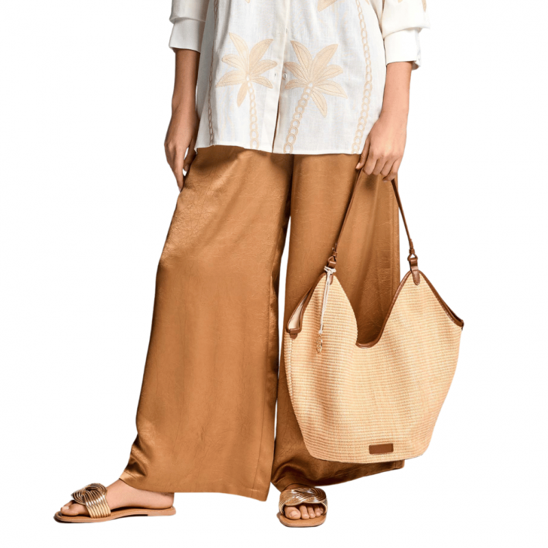 IC-26-014-CAM-Pantalone Harper in Polisilk a palazzo - Camel