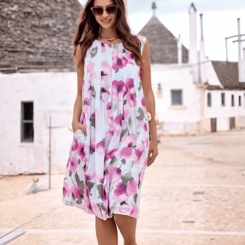 IC-26-071 - Abito lungo smanicato Delilah in cotone - Multicolor