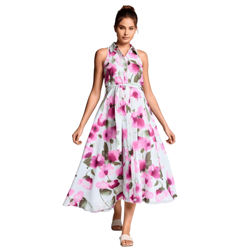 IC-26-073-Maxi Abito svasato Tessa in cotone - Multicolor