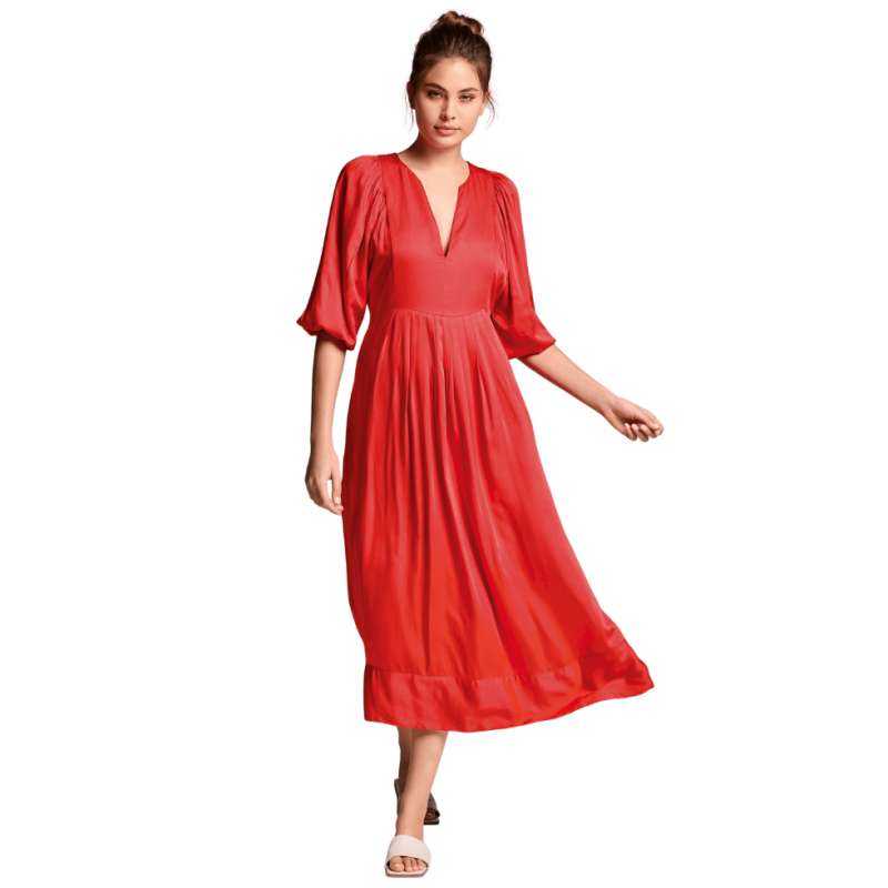 IC-26-090-Maxi Abito svasato Emma in viscosa - rosso