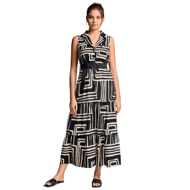 IC-26-110-Maxi Abito Ivana con cintura - multicolor