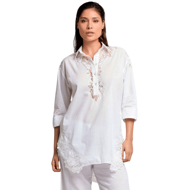 DB-26-006WHITE- Casacca in cotone Naxos - bianco