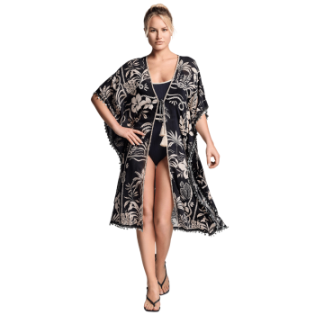 VI-26-129- Copricostume aperto a kimono Cara in viscosa - multicolor