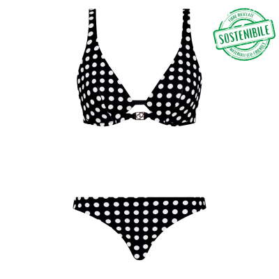 Bikini Triangolo Chantelle Sauvage Dolce | Pois Bianco e Nero
